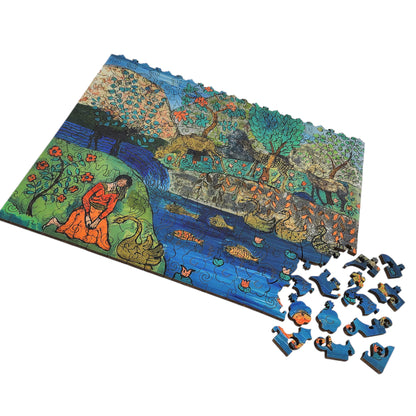 Large Format Wooden Jigsaw Puzzle with Uniquely Shaped Pieces for Seniors and Adults - 232 Pieces - Girl with Swan