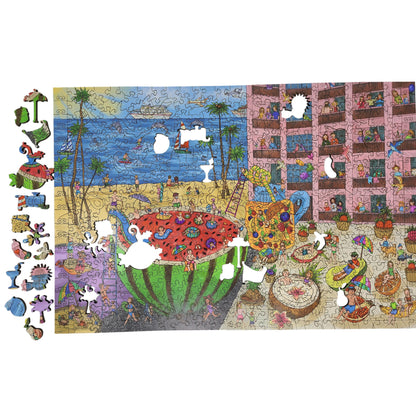 Wooden Jigsaw Puzzle for Adults - Uniquely Shaped Pieces - 480 Pieces - The Watermelon Pool