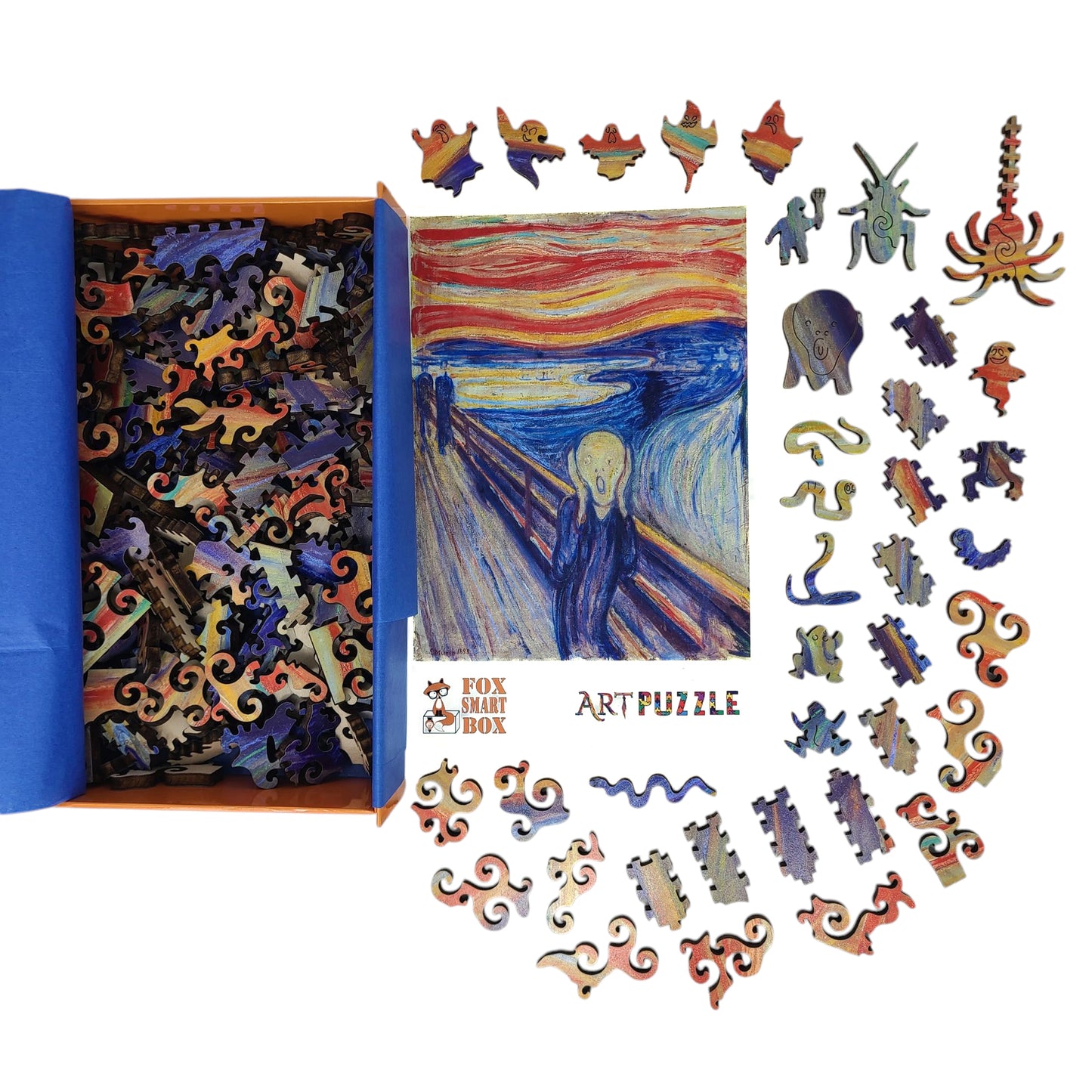 Large Format Wooden Jigsaw Puzzle with Uniquely Shaped Pieces for Seniors and Adults - 210 Pieces - The Scream