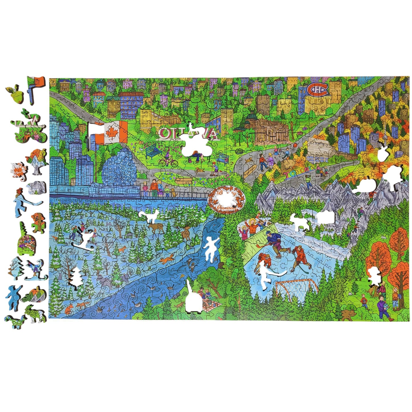 Wooden Jigsaw Puzzle for Adults - Uniquely Shaped Pieces - 444 Pieces - The Beauty of Canada