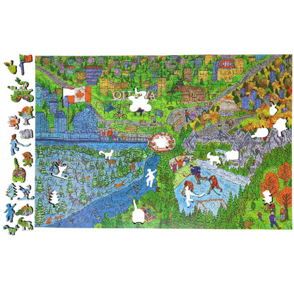 Wooden Jigsaw Puzzle for Adults - Uniquely Shaped Pieces - 444 Pieces - The Beauty of Canada