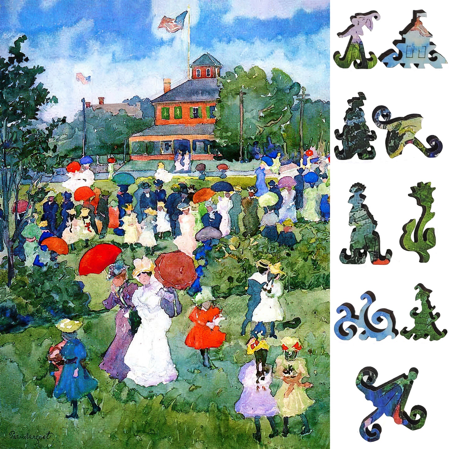 Large Format Wooden Jigsaw Puzzle with Uniquely Shaped Pieces for Seniors and Adults - 212 Pieces - Franklin Park Boston