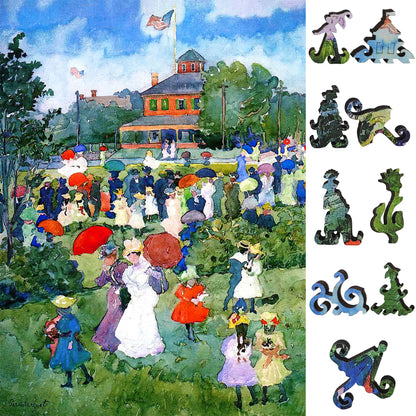 Large Format Wooden Jigsaw Puzzle with Uniquely Shaped Pieces for Seniors and Adults - 212 Pieces - Franklin Park Boston