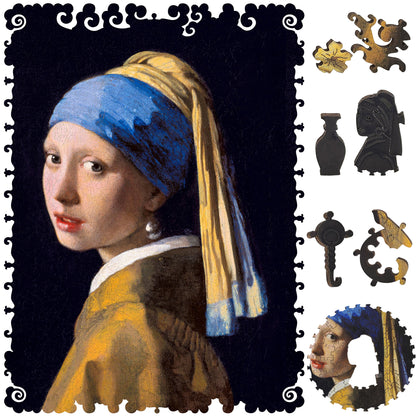 Large Format Wooden Jigsaw Puzzle with Uniquely Shaped Pieces for Seniors and Adults - 220 Pieces - Girl with a Pearl Earring