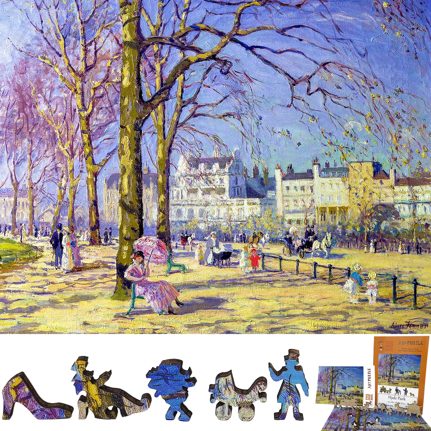 Large Format Wooden Jigsaw Puzzle with Uniquely Shaped Pieces for Seniors and Adults - 172 Pieces - Hyde Park