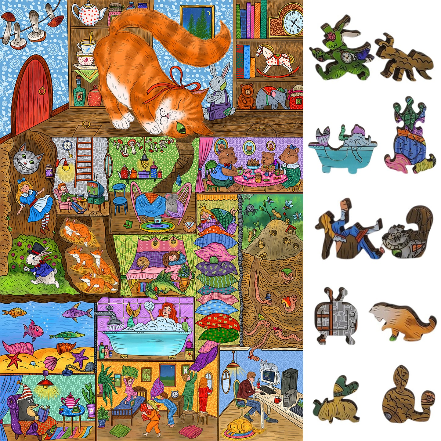 Wooden Jigsaw Puzzle for Adults - Uniquely Shaped Pieces - 470 Pieces - Mazes of Living