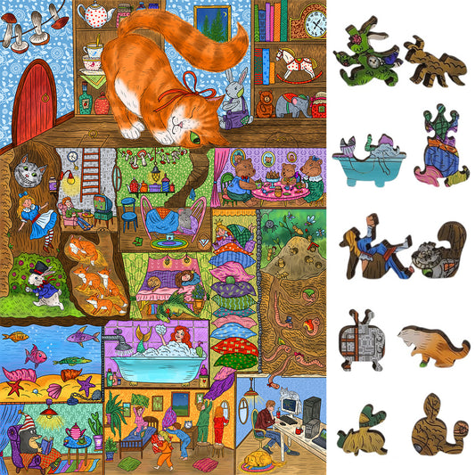 Wooden Jigsaw Puzzle for Adults - Uniquely Shaped Pieces - 470 Pieces - Mazes of Living