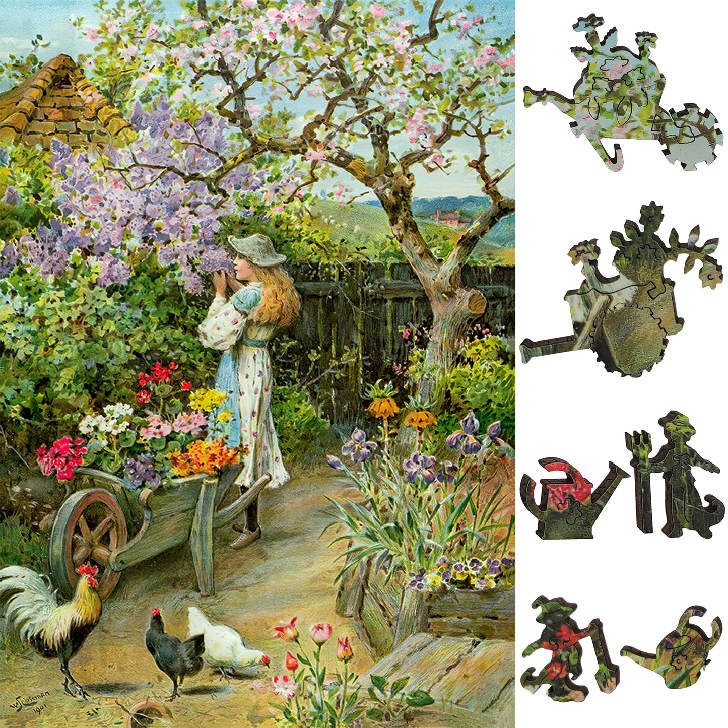 Large Format Wooden Jigsaw Puzzle with Uniquely Shaped Pieces for Seniors and Adults - 220 Pieces - Spring Blossoms