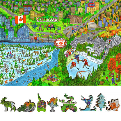 Wooden Jigsaw Puzzle for Adults - Uniquely Shaped Pieces - 444 Pieces - The Beauty of Canada