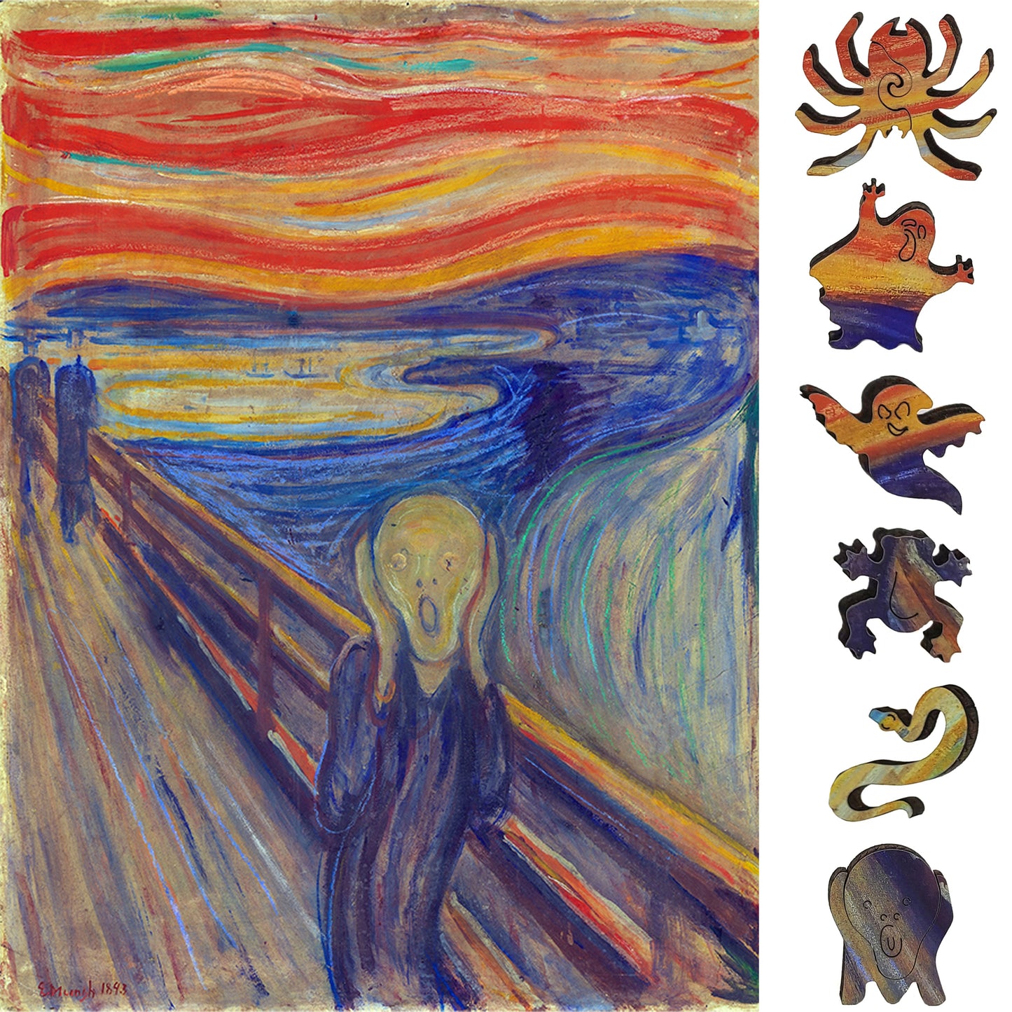 Large Format Wooden Jigsaw Puzzle with Uniquely Shaped Pieces for Seniors and Adults - 210 Pieces - The Scream
