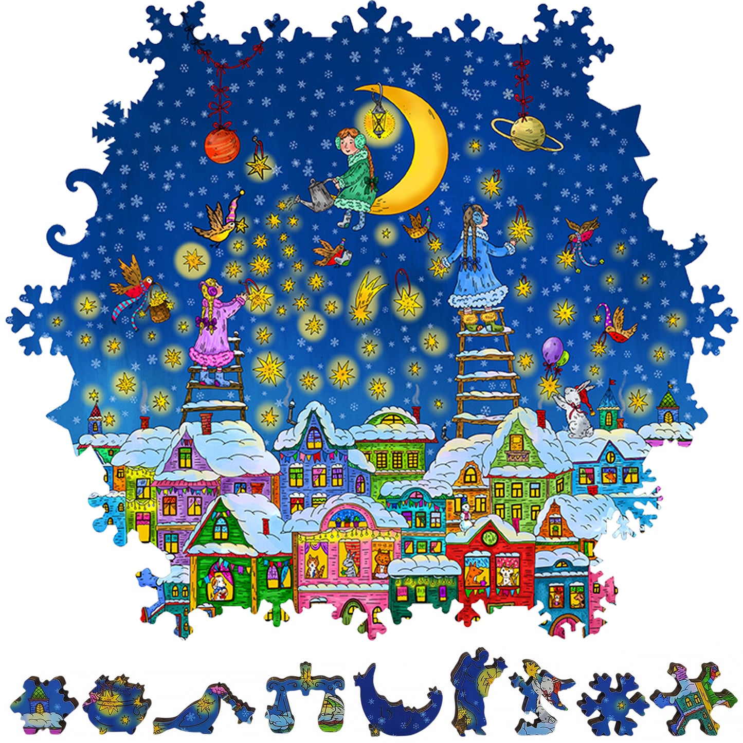Wooden Jigsaw Puzzle for Adults - Uniquely Shaped Pieces - 140 Pieces - The Starfall