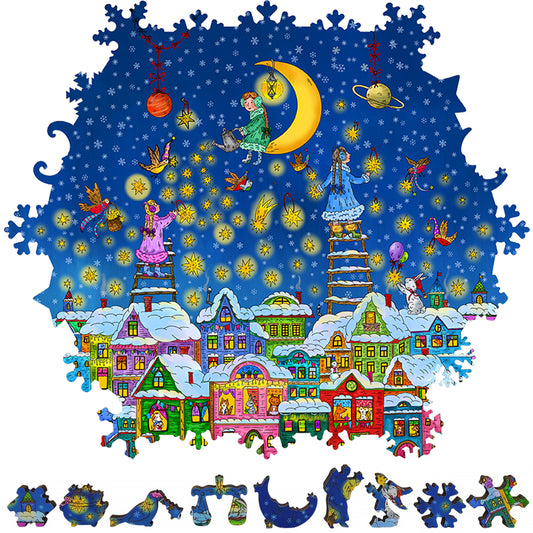 Wooden Jigsaw Puzzle for Adults - Uniquely Shaped Pieces - 140 Pieces - The Starfall