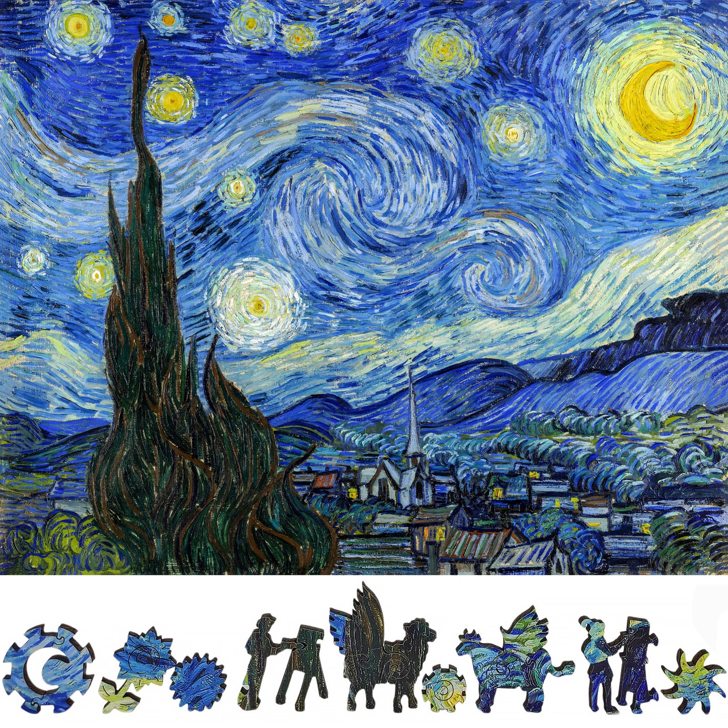 Wooden Jigsaw Puzzle for Adults - Uniquely Shaped Pieces - 360 Pieces - The Starry Night