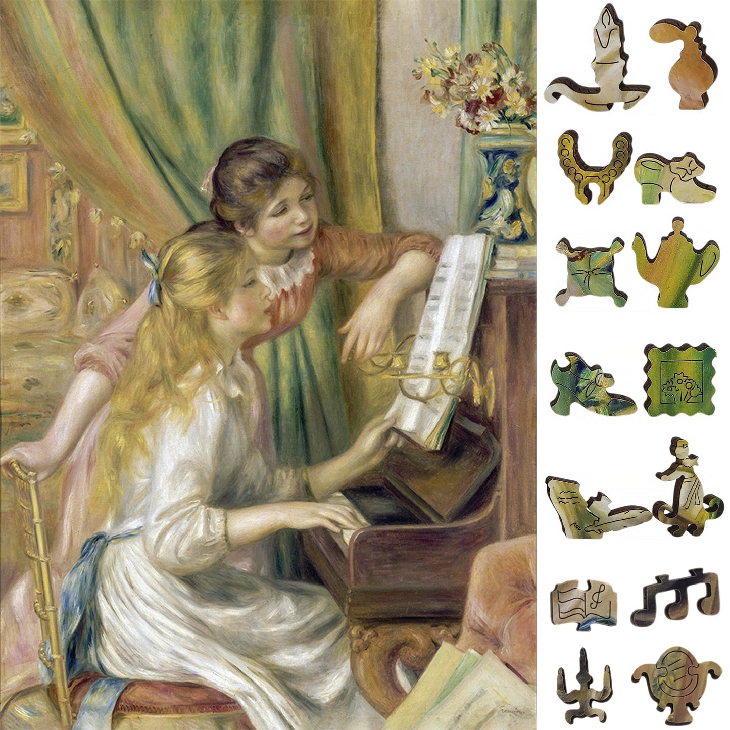 Wooden Jigsaw Puzzle for Adults - Uniquely Shaped Pieces - 260 Pieces - Young Girls at the Piano